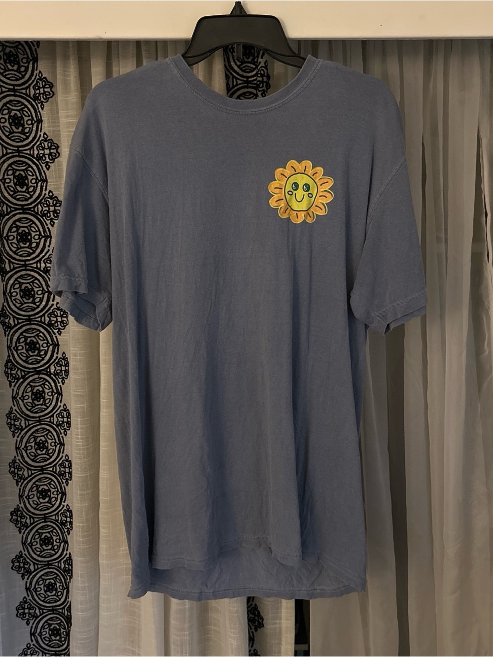 Blue Grey Hippie Graphic Tee Yin Yang Sun